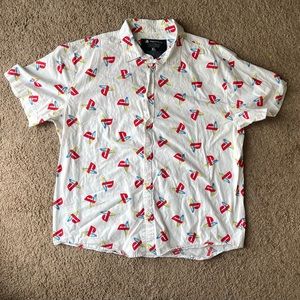 PlayStation Mens Shirt Medium White Short Sleeve Button Up Casual All Over Print